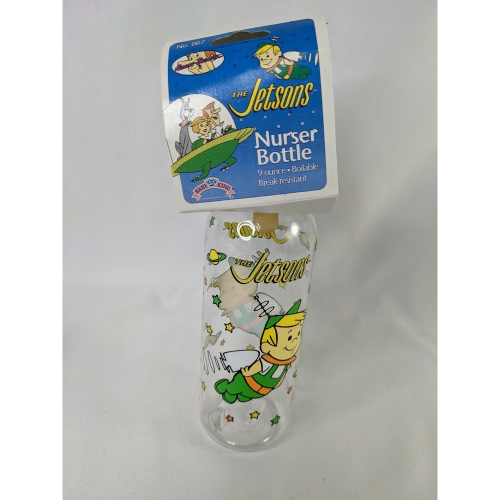 The Jetsons Nurser Baby Bottle 9oz Plastic Hannah Barbera 1994 Blue Lid